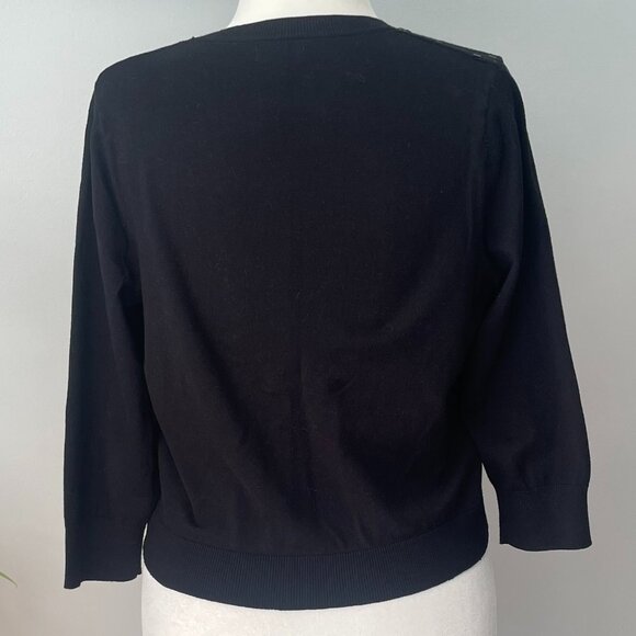 Women's Apt. 9 Black Cardigan Sweater Size L (fits like M) Sequins 3/4 Sleeves - Picture 7 of 9